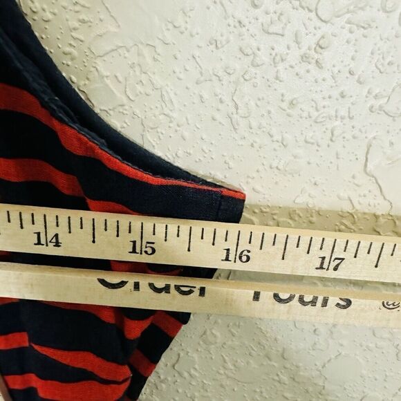J. Crew Striped Derby Linen Blend‎ Fit and Flare Dress Black Red Womens Size 4 - Picture 9 of 11